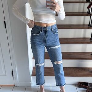 Classic Blue Distressed Women Jeans